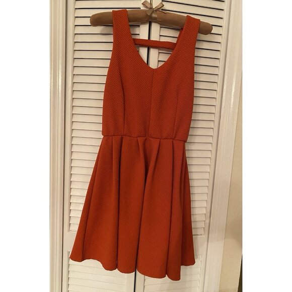 Francesca's Miami Sz L Fit & Flare Sleeveless Dress Orange Sexy Club Feminine - Picture 1 of 7